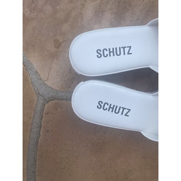 SCHUTZ Women's Mizzy Block-Heel  Mule Sandal Size 36 White - Picture 7 of 9